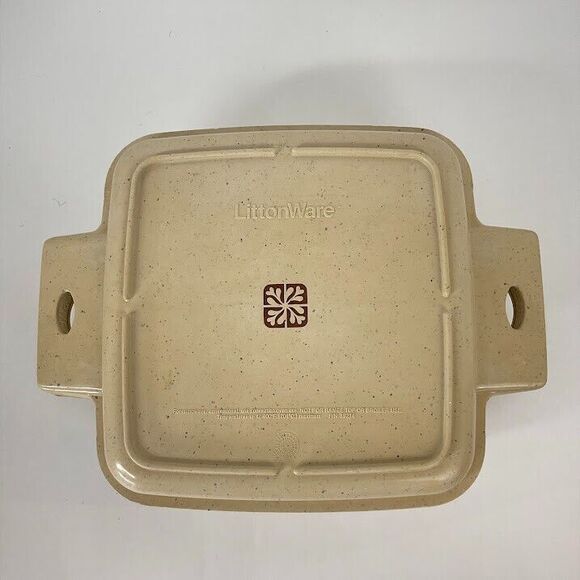 LittonWare Microwave Cookware 1.5 Qt Casserole Square Dish 39272 Lid 39271 Vtg - Picture 2 of 5